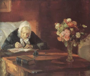 Ane Hedvig Brndum sidder ved bordetAne Hedvig Broendum Sitting at the Table